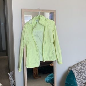 Bright green/yellow Columbia raincoat